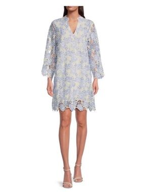 NWT J.Marie The Maggie Floral Lace Split V-Neck Long Sleeve Shift Dress medium